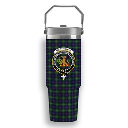 ScotsTee Shop Scottish MacThomas Modern Crest Tartan Flip Straw Tumbler 20oz 30oz