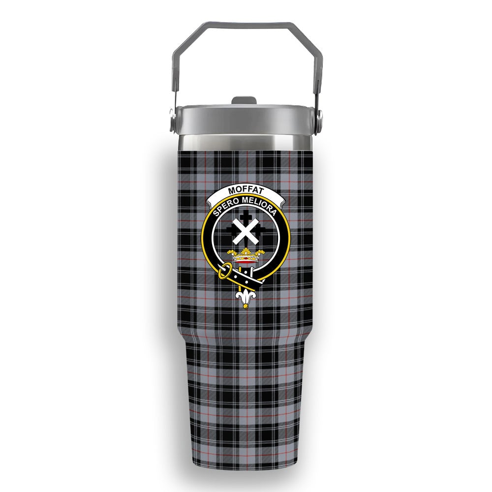 ScotsTee Shop Scottish Moffat Ancient Crest Tartan Flip Straw Tumbler 20oz 30oz
