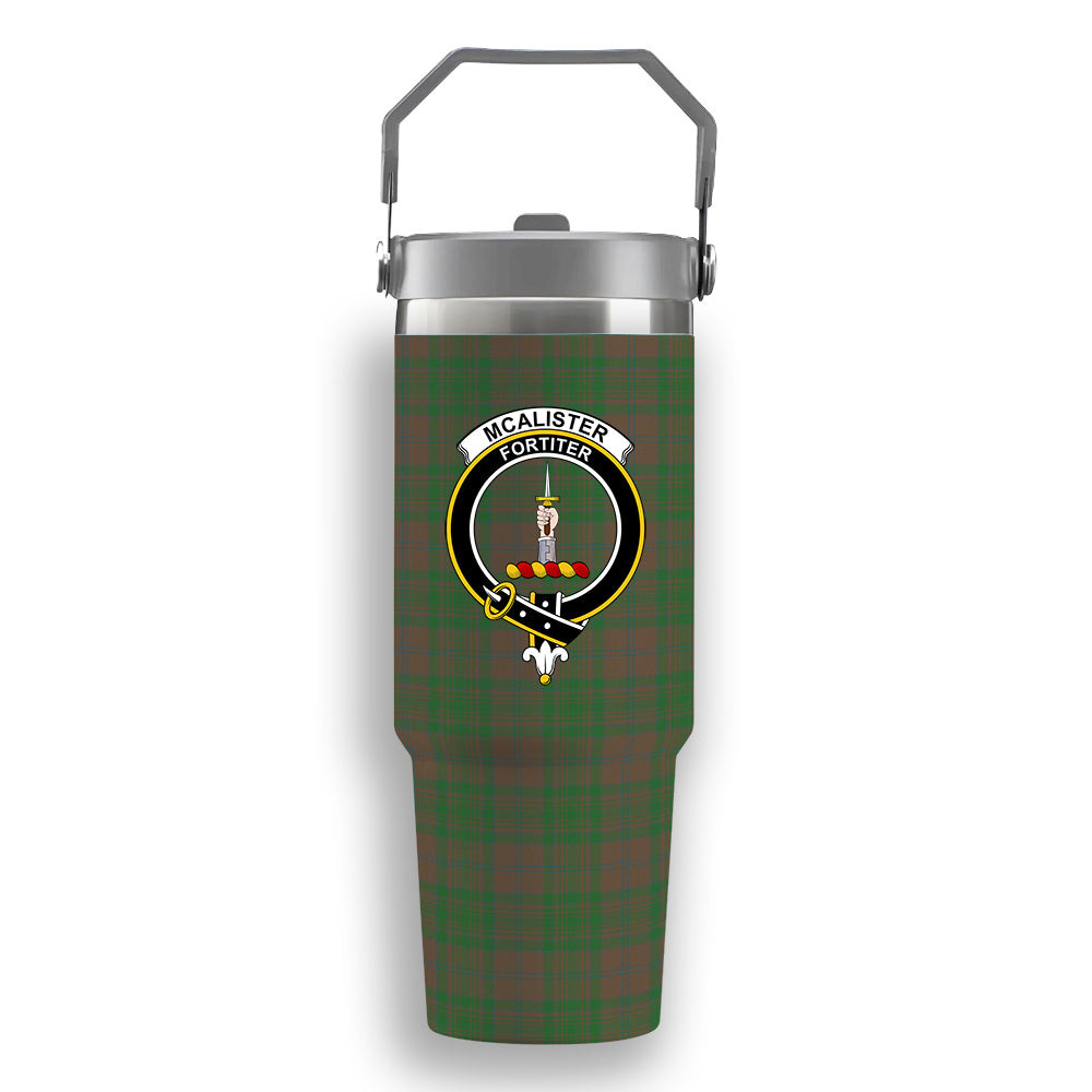ScotsTee Shop Scottish McAlister of Glenbarr Hunting Ancient Crest Tartan Flip Straw Tumbler 20oz 30oz