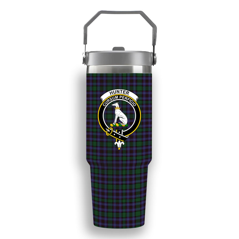 ScotsTee Shop Scottish Hunter of Peebleshire Crest Tartan Flip Straw Tumbler 20oz 30oz
