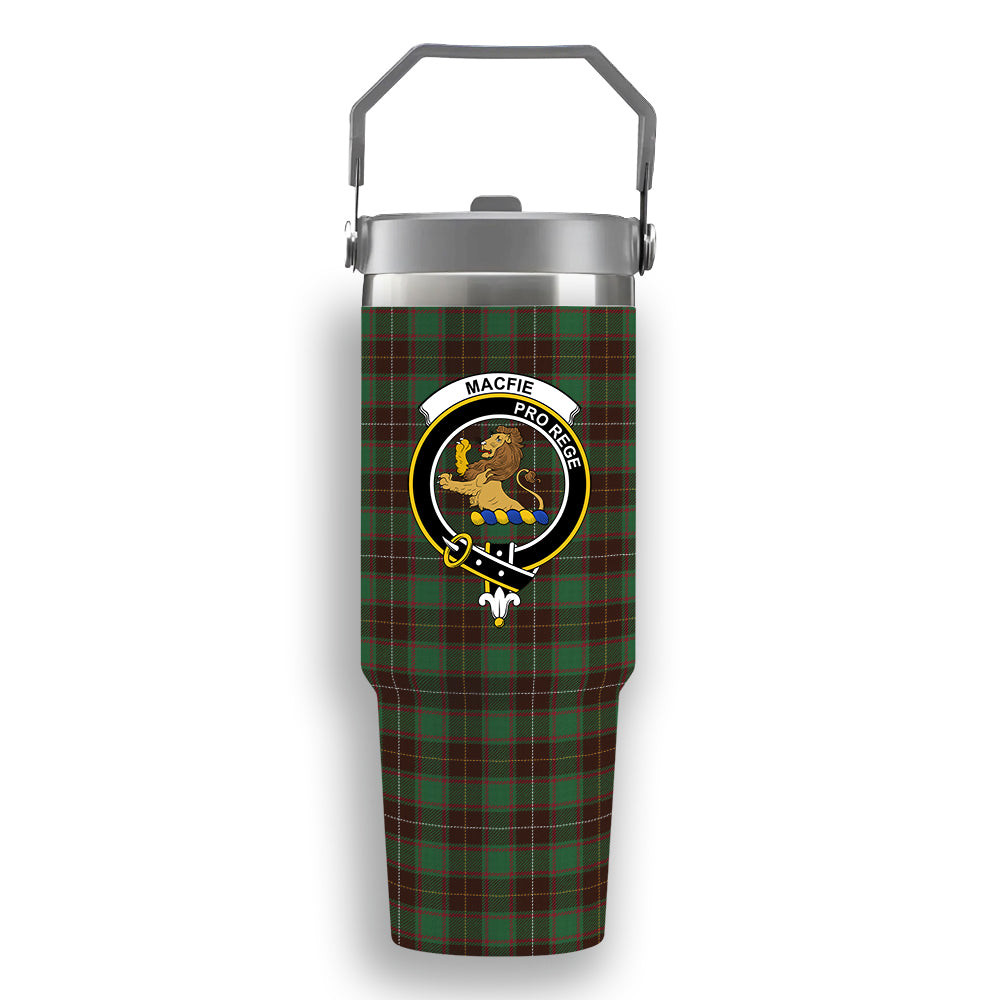 ScotsTee Shop Scottish MacFie Hunting Modern Crest Tartan Flip Straw Tumbler 20oz 30oz