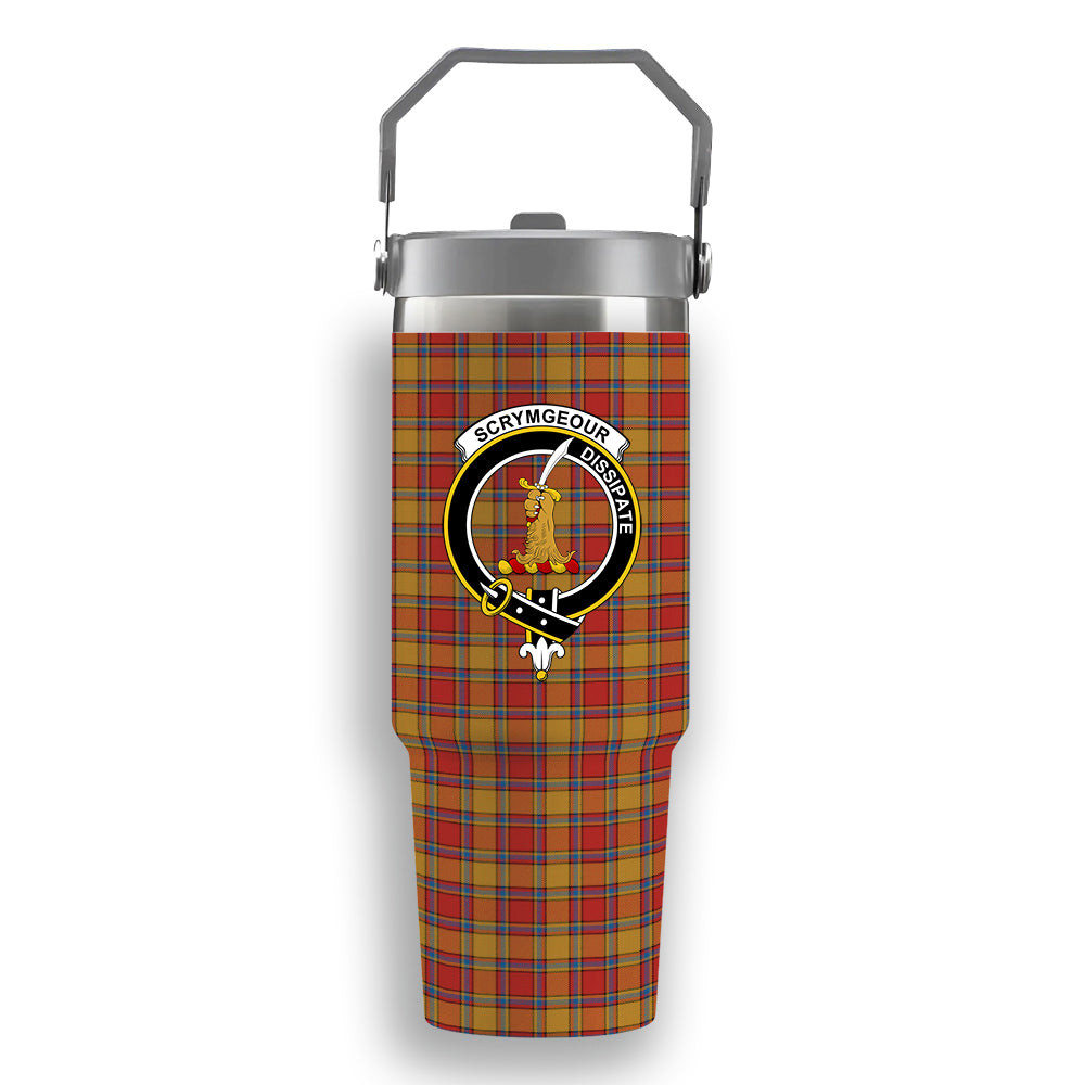 ScotsTee Shop Scottish Scrymgeour Ancient Crest Tartan Flip Straw Tumbler 20oz 30oz