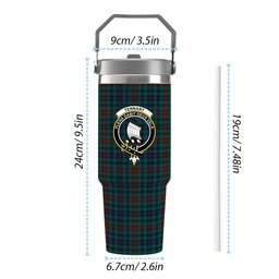 ScotsTee Shop Scottish Tennant Yules Modern Crest Tartan Flip Straw Tumbler 20oz 30oz