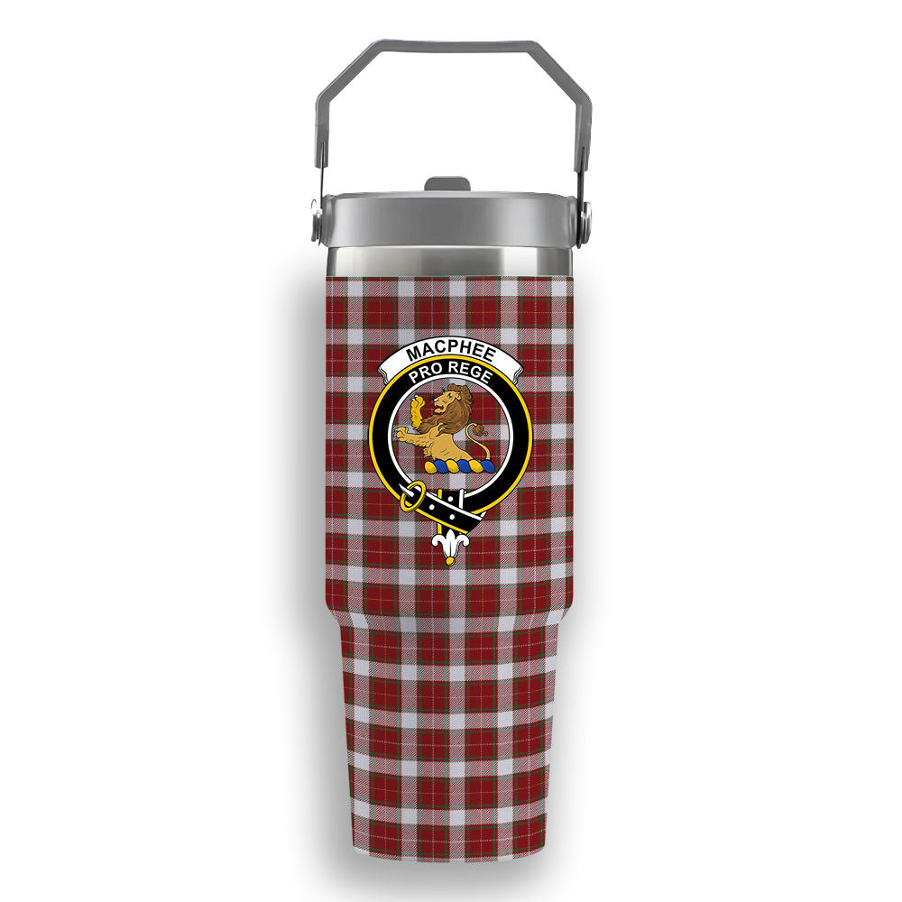 ScotsTee Shop Scottish MacPhee Dress Ancient Crest Tartan Flip Straw Tumbler 20oz 30oz