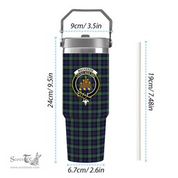 ScotsTee Shop Scottish MacKenzie Hunting Green Crest Tartan Flip Straw Tumbler 20oz 30oz