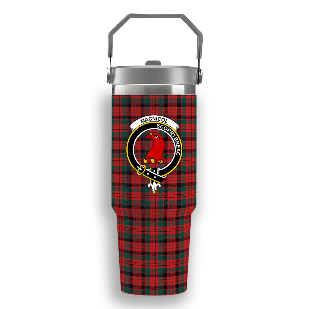 ScotsTee Shop Scottish MacNicol Modern Crest Tartan Flip Straw Tumbler 20oz 30oz