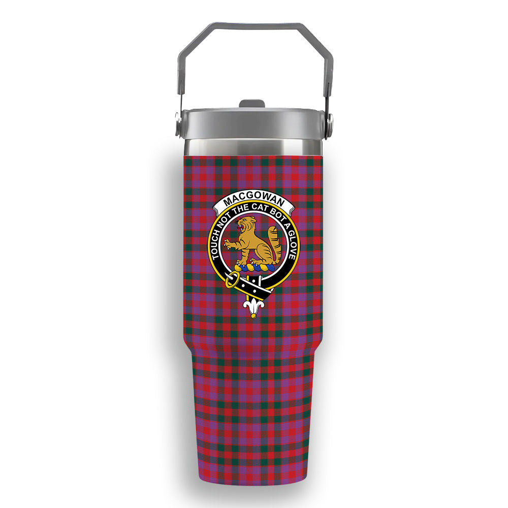 ScotsTee Shop Scottish MacGowan Portrait Modern Crest Tartan Flip Straw Tumbler 20oz 30oz
