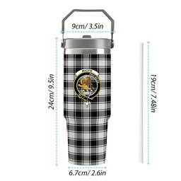 ScotsTee Shop Scottish MacFie Black & White Ancient Crest Tartan Flip Straw Tumbler 20oz 30oz