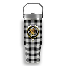 ScotsTee Shop Scottish MacFie Black & White Ancient Crest Tartan Flip Straw Tumbler 20oz 30oz