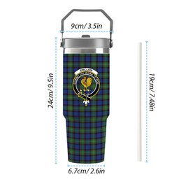 ScotsTee Shop Scottish Sinclair-Brown Modern Crest Tartan Flip Straw Tumbler 20oz 30oz