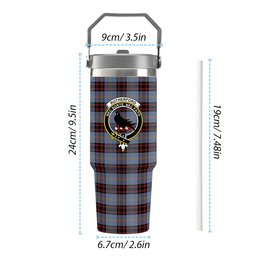 ScotsTee Shop Scottish Rutherford Ancient Crest Tartan Flip Straw Tumbler 20oz 30oz