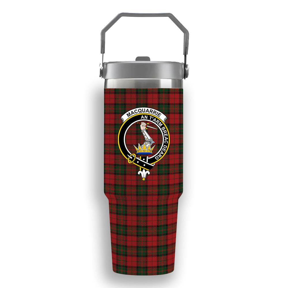 ScotsTee Shop Scottish MacQuarrie 7 Crest Tartan Flip Straw Tumbler 20oz 30oz
