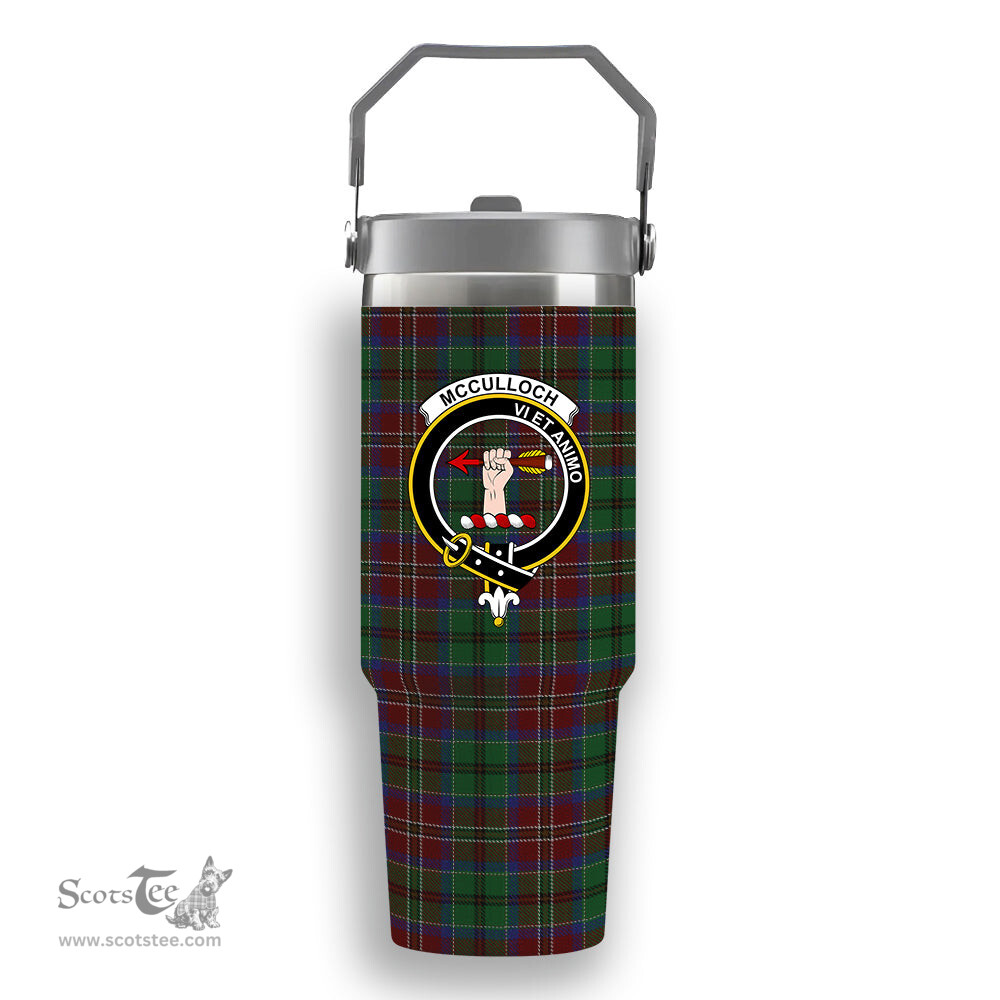 ScotsTee Shop Scottish McCulloch Crest Tartan Flip Straw Tumbler 20oz 30oz