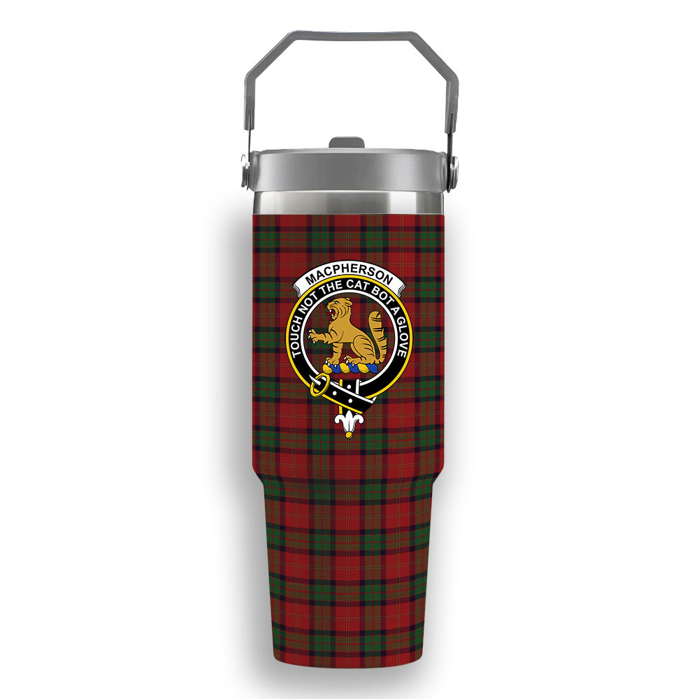 ScotsTee Shop Scottish MacPherson of Cluny Crest Tartan Flip Straw Tumbler 20oz 30oz