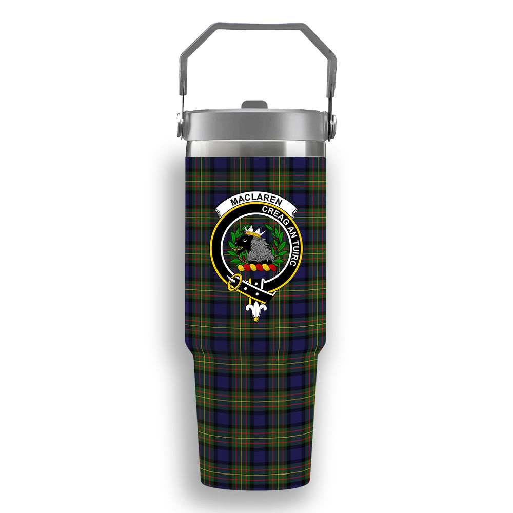 ScotsTee Shop Scottish MacLaren Modern Crest Tartan Flip Straw Tumbler 20oz 30oz