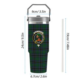ScotsTee Shop Scottish MacAlpine 1906 Crest Tartan Flip Straw Tumbler 20oz 30oz