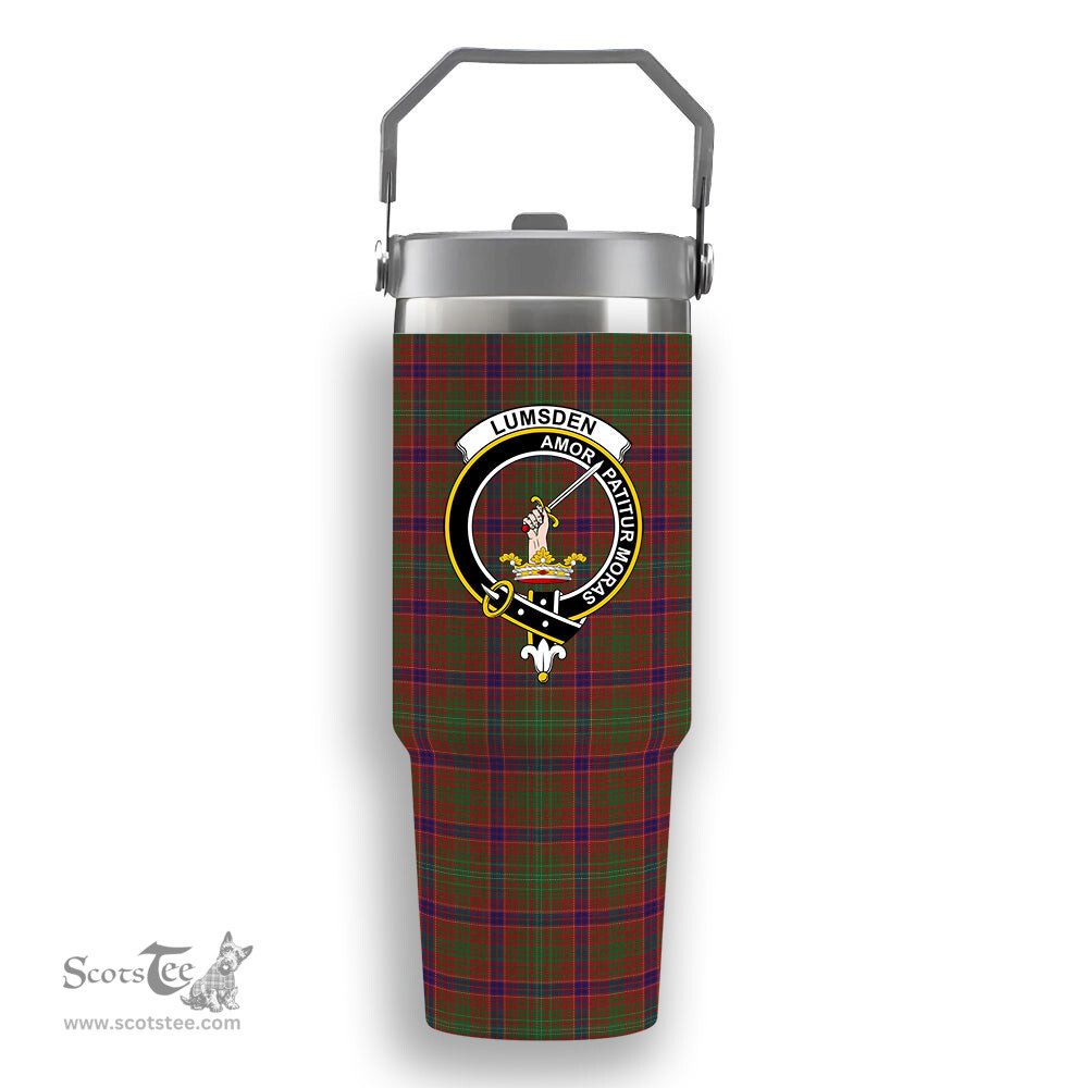 ScotsTee Shop Scottish Lumsden Crest Tartan Flip Straw Tumbler 20oz 30oz