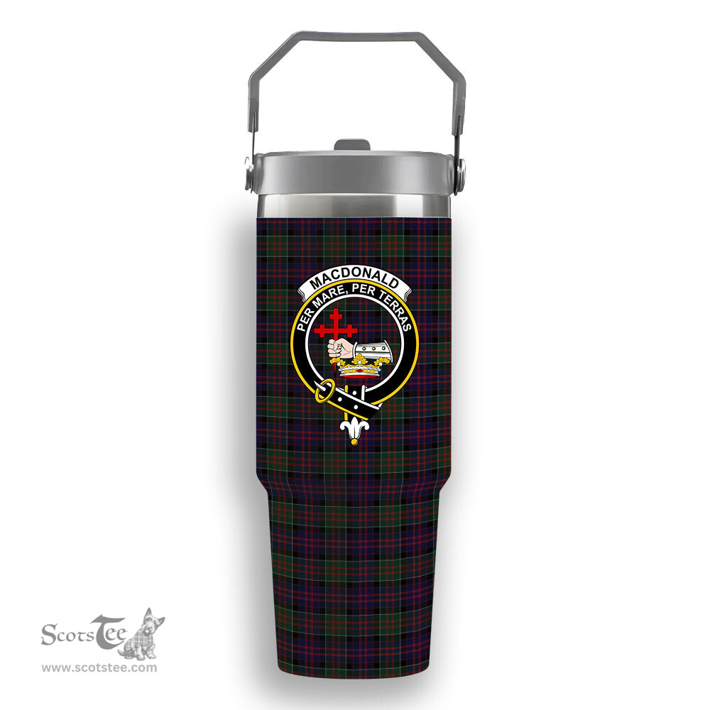 ScotsTee Shop Scottish MacDonald of Clanranald Crest Tartan Flip Straw Tumbler 20oz 30oz