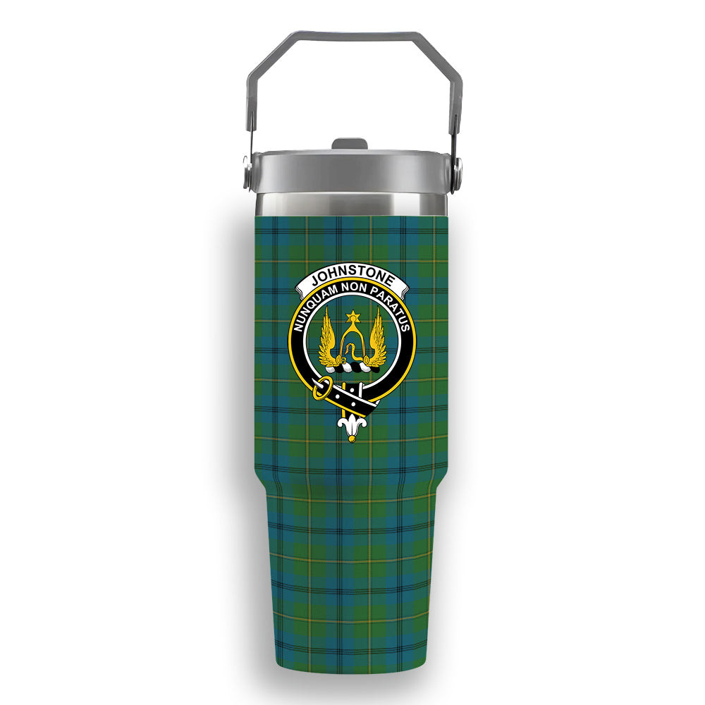 ScotsTee Shop Scottish Johnstone Ancient Crest Tartan Flip Straw Tumbler 20oz 30oz