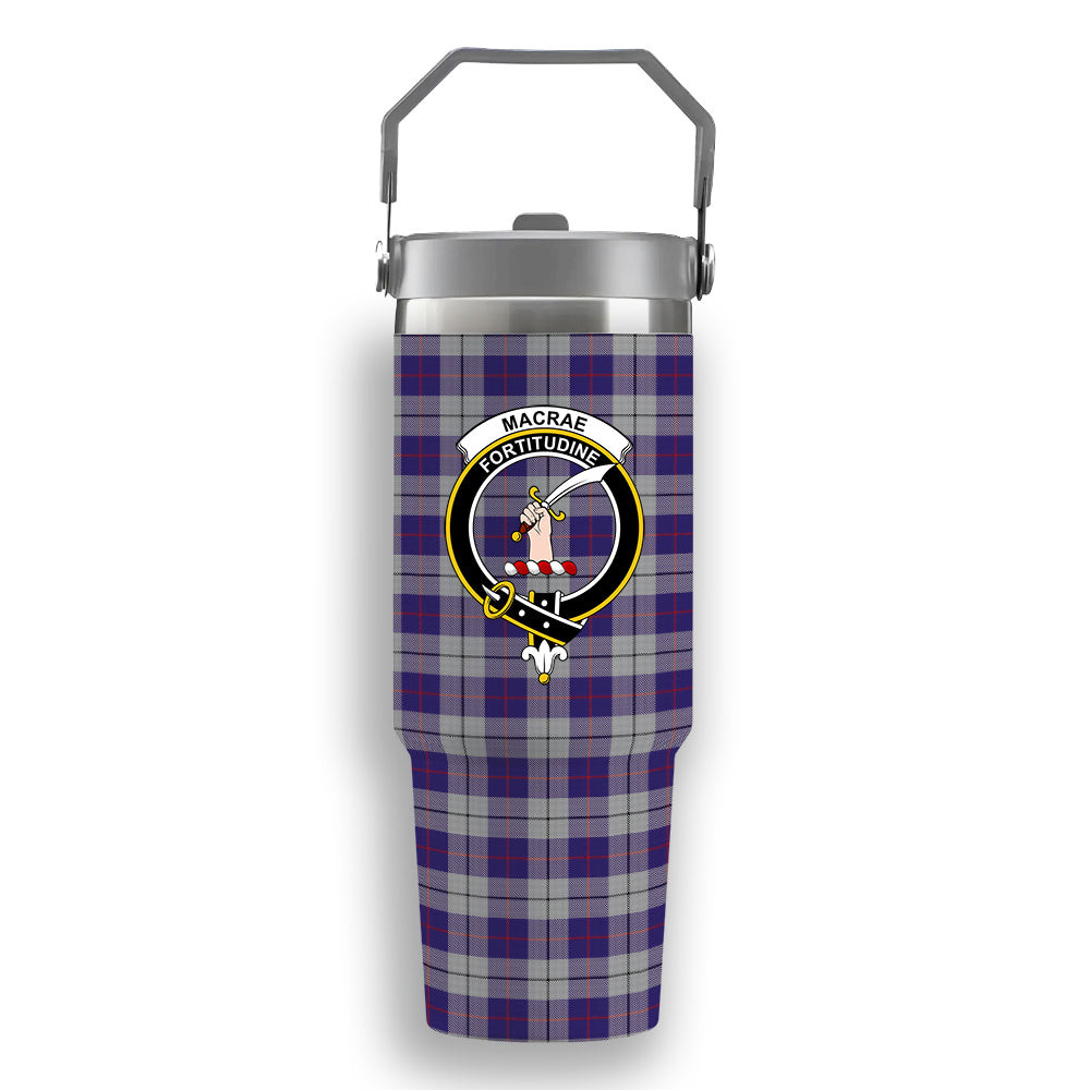 ScotsTee Shop Scottish MacRae Dress Purple 1 Crest Tartan Flip Straw Tumbler 20oz 30oz