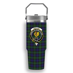 ScotsTee Shop Scottish Sinclair Brown Crest Tartan Flip Straw Tumbler 20oz 30oz