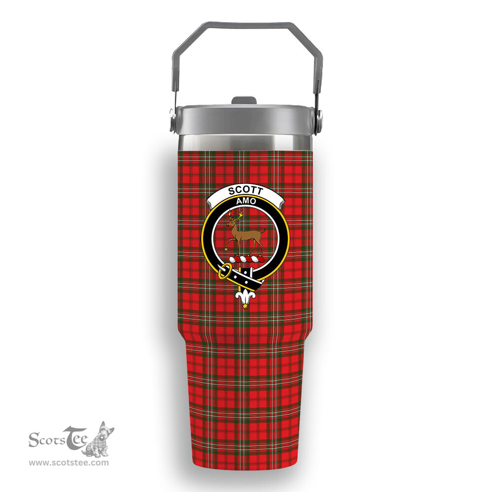 ScotsTee Shop Scottish Scott Modern Crest Tartan Flip Straw Tumbler 20oz 30oz
