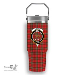 ScotsTee Shop Scottish Scott Modern Crest Tartan Flip Straw Tumbler 20oz 30oz