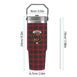 ScotsTee Shop Scottish MacPhail Blue Bands Modern Crest Tartan Flip Straw Tumbler 20oz 30oz