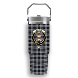 ScotsTee Shop Scottish Menzies Black Dress Crest Tartan Flip Straw Tumbler 20oz 30oz