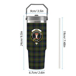 ScotsTee Shop Scottish Reid Green Crest Tartan Flip Straw Tumbler 20oz 30oz