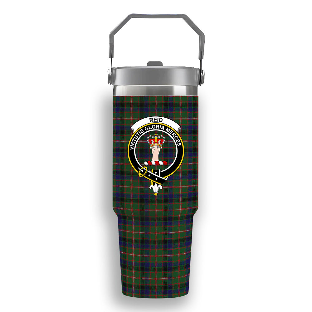 ScotsTee Shop Scottish Reid Green Crest Tartan Flip Straw Tumbler 20oz 30oz