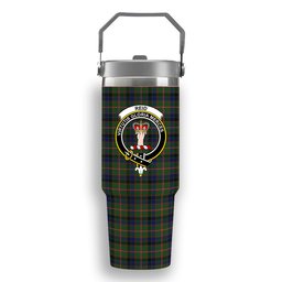 ScotsTee Shop Scottish Reid Green Crest Tartan Flip Straw Tumbler 20oz 30oz