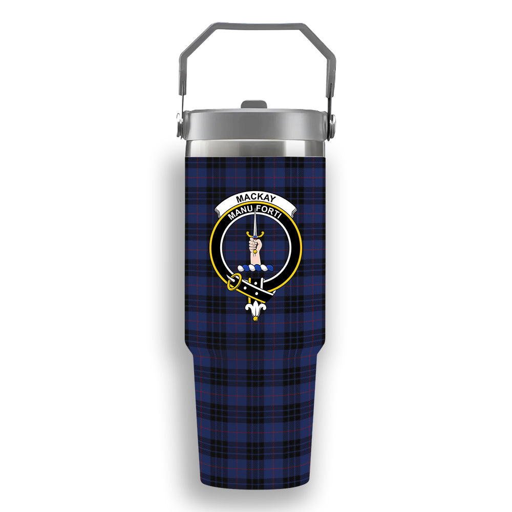 ScotsTee Shop Scottish MacKay Blue #02 Crest Tartan Flip Straw Tumbler 20oz 30oz