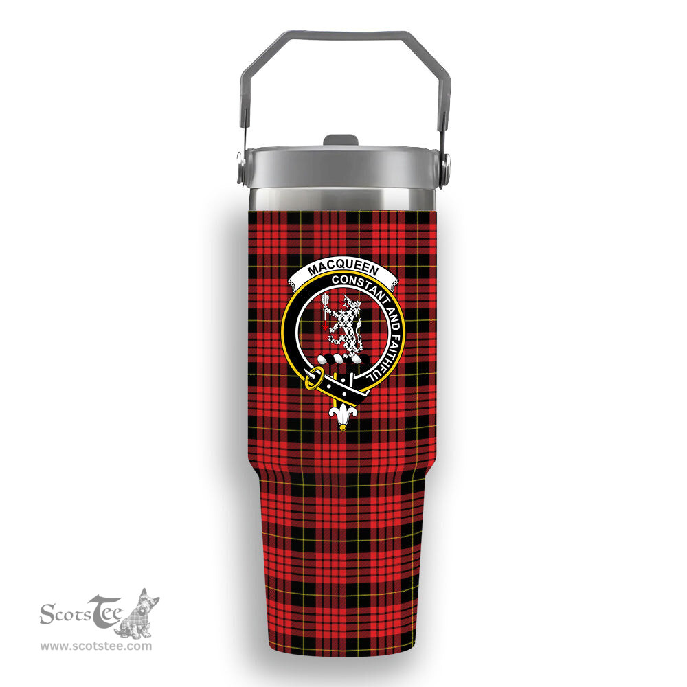 ScotsTee Shop Scottish MacQueen Modern Crest Tartan Flip Straw Tumbler 20oz 30oz