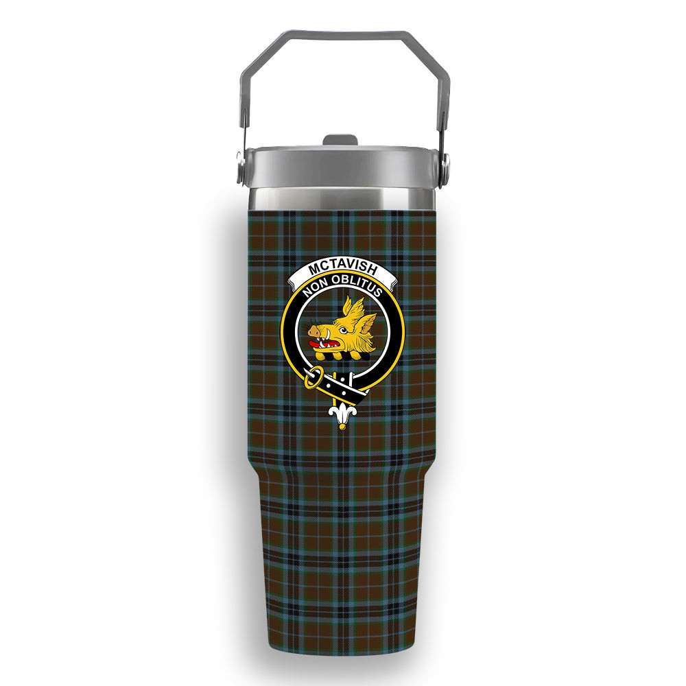 ScotsTee Shop Scottish McTavish Hunting Crest Tartan Flip Straw Tumbler 20oz 30oz