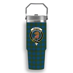ScotsTee Shop Scottish Melville Two black lines Crest Tartan Flip Straw Tumbler 20oz 30oz