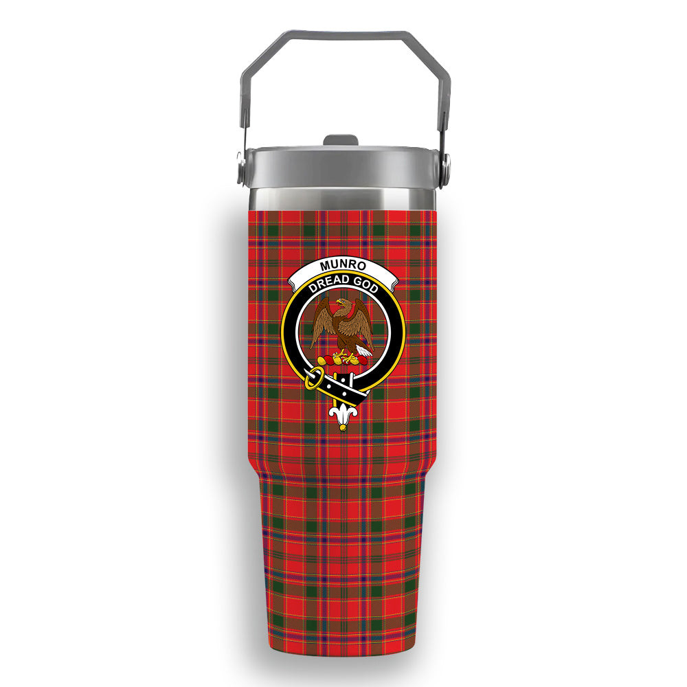 ScotsTee Shop Scottish Munro Modern Crest Tartan Flip Straw Tumbler 20oz 30oz