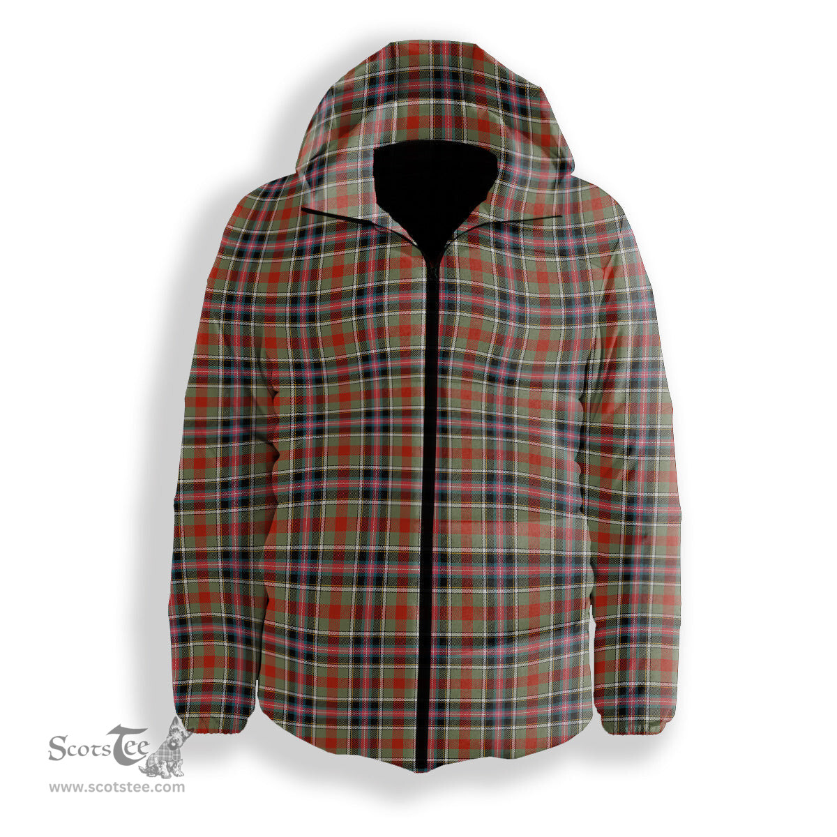 ScotsTee Shop Scottish Bruce of Kinnaird Ancient Premium Tartan Down Jacket Winter White Duck Down Plaid