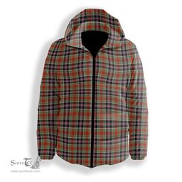 ScotsTee Shop Scottish Bruce of Kinnaird Ancient Premium Tartan Down Jacket Winter White Duck Down Plaid