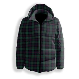 ScotsTee Shop Scottish Black Watch Coarse Kilt Modern Premium Tartan Down Jacket Winter White Duck Down Plaid