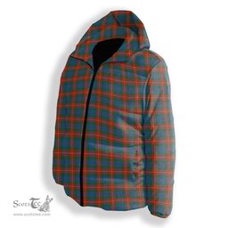 ScotsTee Shop Scottish Fraser of Lovat Ancient Premium Tartan Down Jacket Winter White Duck Down Plaid