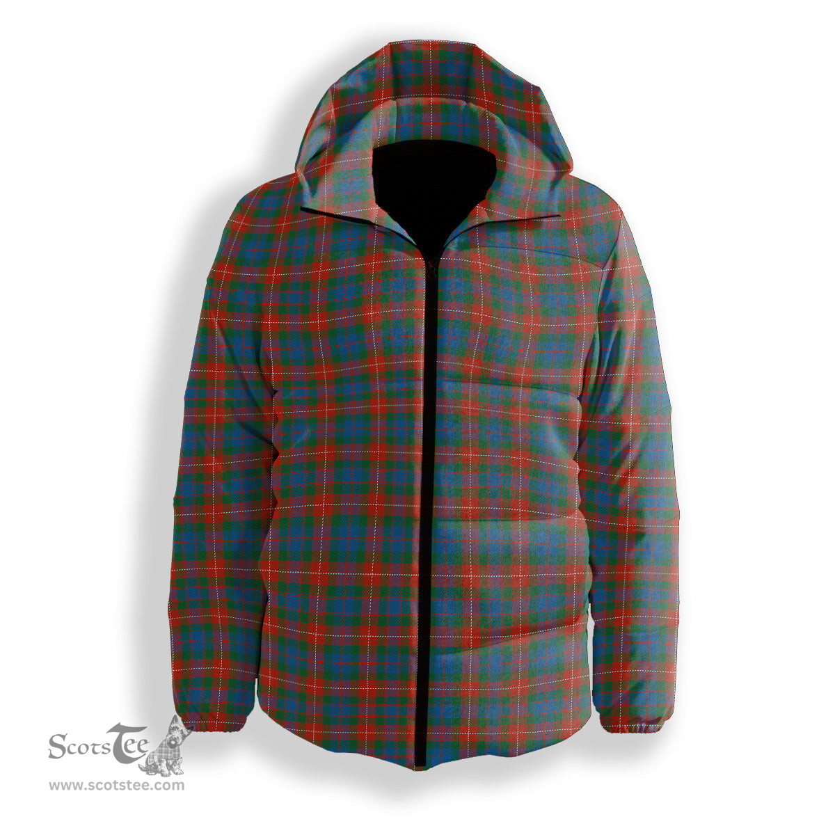 ScotsTee Shop Scottish Fraser of Lovat Ancient Premium Tartan Down Jacket Winter White Duck Down Plaid