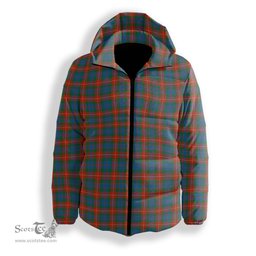 ScotsTee Shop Scottish Fraser of Lovat Ancient Premium Tartan Down Jacket Winter White Duck Down Plaid