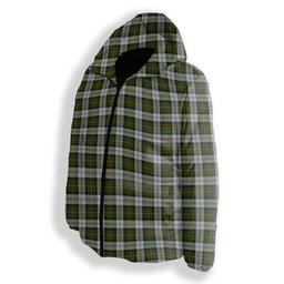 ScotsTee Shop Scottish Gillies Dress Green Premium Tartan Down Jacket Winter White Duck Down Plaid