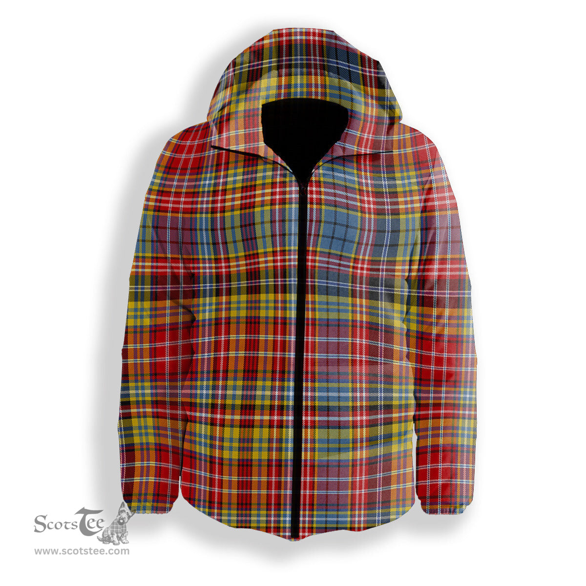 ScotsTee Shop Scottish Drummond of Strathallan Modern Premium Tartan Down Jacket Winter White Duck Down Plaid