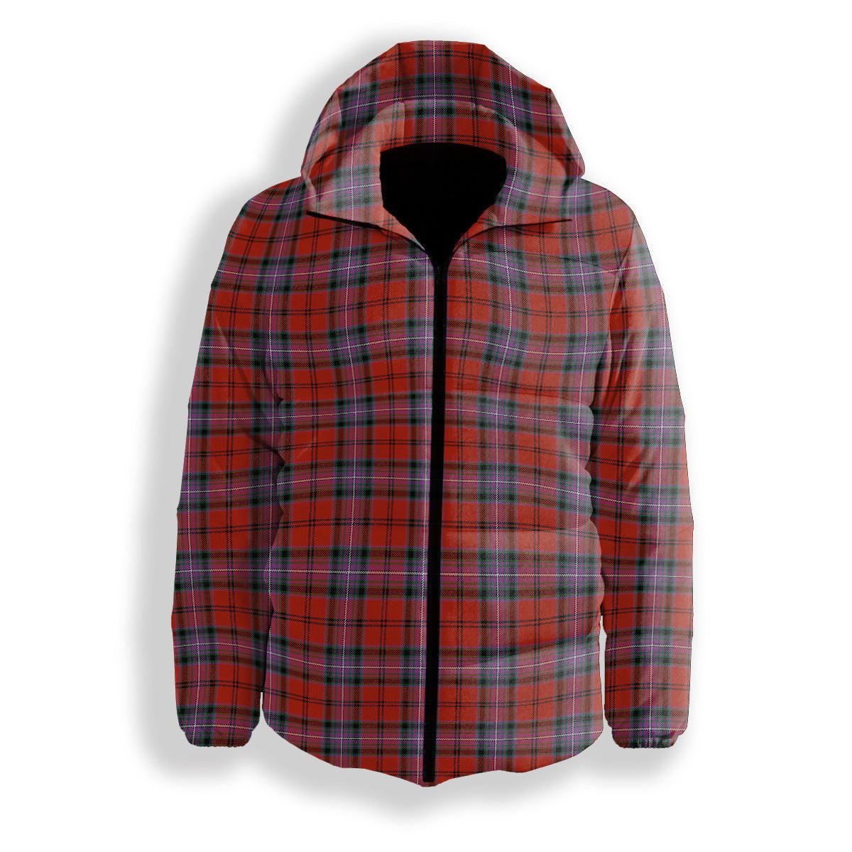 ScotsTee Shop Scottish Kelly of Sleat Red Ancient Premium Tartan Down Jacket Winter White Duck Down Plaid