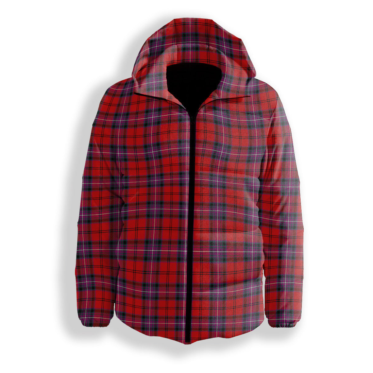 ScotsTee Shop Scottish Kelly of Sleat Red Modern Premium Tartan Down Jacket Winter White Duck Down Plaid
