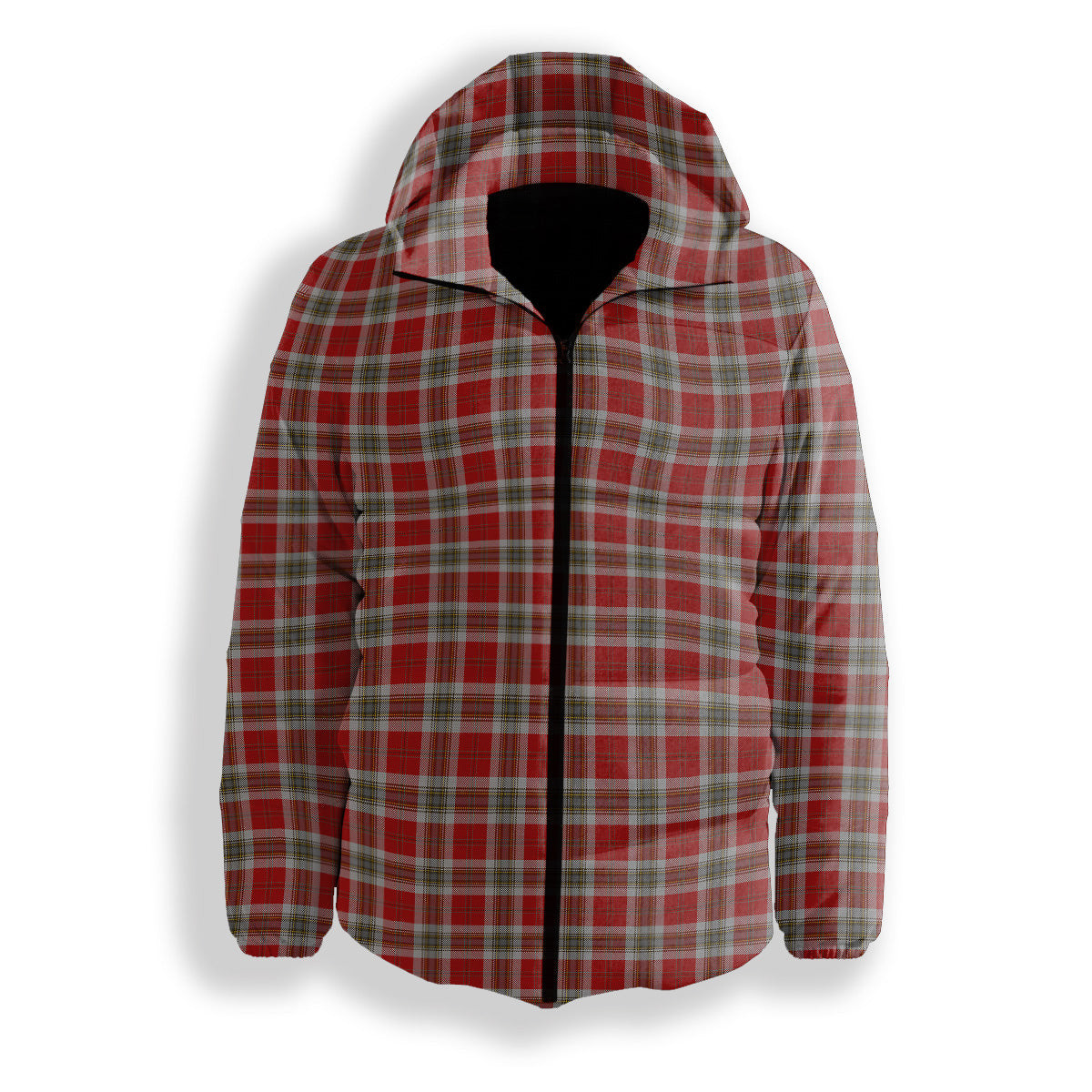 ScotsTee Shop Scottish MacLean of Duart Dress Red Premium Tartan Down Jacket Winter White Duck Down Plaid