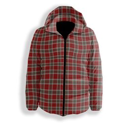 ScotsTee Shop Scottish MacLean of Duart Dress Red Premium Tartan Down Jacket Winter White Duck Down Plaid