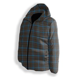 ScotsTee Shop Scottish Hanna of Leith yellow line Premium Tartan Down Jacket Winter White Duck Down Plaid